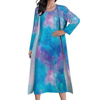צבוע Galaxy להתלבש צבעוני הדפס וינטאג', שמלת מקסי שני חלקים עיצוב בוהו חוף שמלות ארוכות סגנון רחוב מנופחים Vestido - התמונה 1  