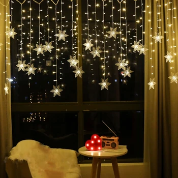 חג המולד אור Led פתית שלג וילון נטיף קרח פיות אורות מחרוזת חיצוני זר הביתה מסיבת גן שנה חדשה קישוט - התמונה 1  