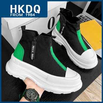 HKDQ 2023 האופנה המקורי של גברים נעלי ספורט ציפר פלטפורמת מזדמנים נעלי ספורט גברים לנשימה עבה העליון גבוהה נעלי ספורט גברים - התמונה 1  