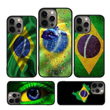 ברזיל הברזילאית דגל אמנות מקרה עבור iPhone 15 סה 2020 XR-X XS מקס 6 7 8 12 + 13 Mini 11 12 13 14 Pro מקס פגוש כיסוי - התמונה 1  