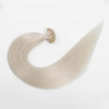 .לבנה בלונדינית 1001# קצה שטוח תוספות שיער קרטין בשיער אדם סיומת היתוך שיער 1x0.8cm בונד 12-24inch שאינם רמי 1g/נ. - התמונה 1  