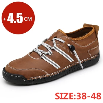 גודל גדול גברים מקרית מעלית נעליים גובה מוגבר נעלי עור מדרסים 4.5 ס 