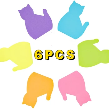 6Pcs מדבקות 1pcs 30 מצעים נשלף עצמי דבק הערות נייר צורות דביק חתול חמוד בצורת מדבקות משרד מכשירי כתיבה - התמונה 1  
