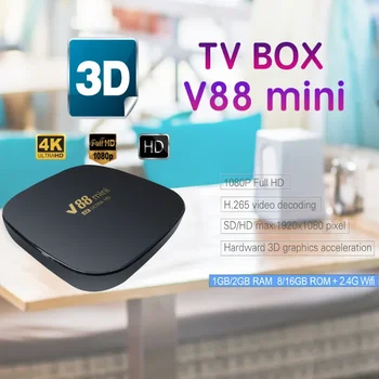 2023 חדש V88 מיני Allwinner H3 תיבת הטלוויזיה אנדרואיד 2.4 G/5G WiFi הממיר 16G 32G 64G 128G אנדרואיד 10 נגן מדיה HD TV Box - התמונה 1  