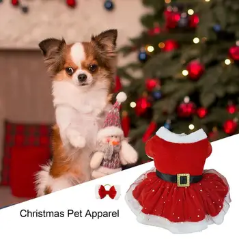 בחורה חמודה בגדים שמלות אדומות עבור חיות מחמד עמיד עשוי כותנה לחיות מחמד לתלבושת חג המולד מסוגנן חג המולד תלבושת עבור חיות מחמד - התמונה 1  