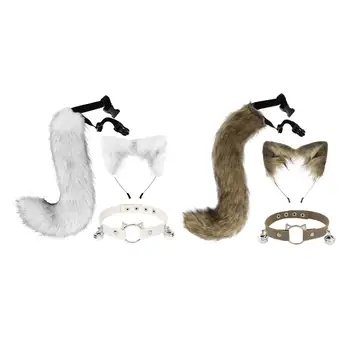 3 חתיכות חתול אוזניים, זנב, שיער חישוק דקורטיביים ליל כל הקדושים תלבושות ואביזרים - התמונה 1  