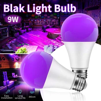 נורות LED נורות 9W Blacklight E27 Led נורת UV ברמה 395nm אור UV מסיבת צבע גוף פלורסנט Led אורות דיסקו מסיבת בר - התמונה 1  