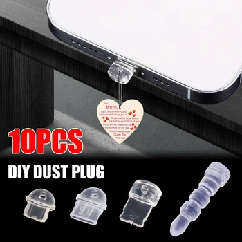 10-1 יח DIY אבק Plug עבור IPhone, סוג C מיקרו USB לטעינה יציאת שקוף Dustplug 3.5 מ 