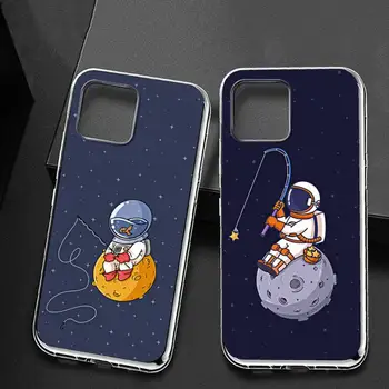 קריקטורה חמודה אסטרונאוט כוכב החלל מקרה טלפון עבור iPhone 11 12 pro XS מקס מיני 8 7 6 6S Plus X 5 SE 2020 XR - התמונה 1  