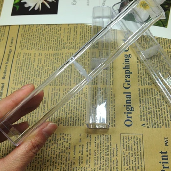 B36C 10PCS קטן אקריליק עט תיבת מיני עט מקרה מחזיק Trasparent פלסטיק קלמר - התמונה 1  
