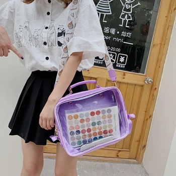 שקוף תרמיל ממתקים צבע עור PU Itabags Harajuku תיקי בית ספר על נער בנות עיצוב איטה תיק המוצ ' ילה בוא נזוז - התמונה 1  