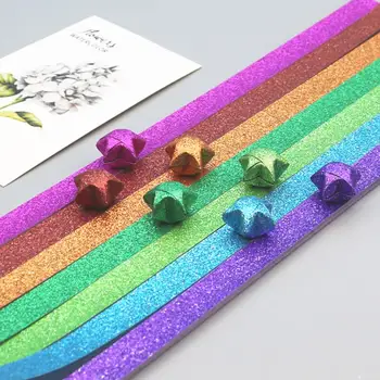 צבע אוריגמי רצועות צבעוניות אוריגמי כוכב רצועות נייר Diy אמנות קישוטים גן הילדים בהוראת אמנות - התמונה 1  