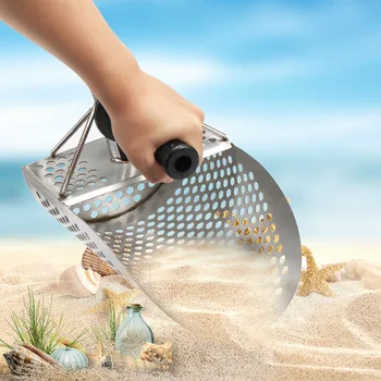 T50 פלדת אל חוף חול סקופ מתכות מזהה עם ידית הכלי מהר ניפוי גלאי מתכות אוצר ציד, כלי חפירה - התמונה 1  
