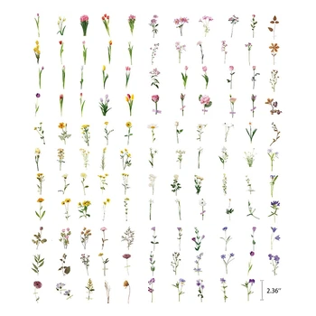 240PCS בציר צמחים פרחים דייזי PET שקופים מדבקות לקישוט מתכננים אלבום מחשבים ניידים (6 סטים) - התמונה 1  