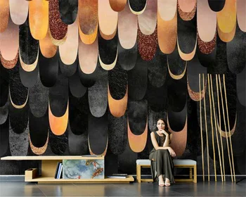 beibehang אישית מודרני נורדי מצוירים ביד רטרו מופשט גיאומטרי מרובע בסלון טלוויזיה רקע טפט papier peint - התמונה 1  