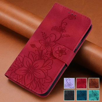 לילי Etui על לאייפון 15 14 ועוד הארנק Flip נרתיק עור עבור iPhone 15 13 12 14 מיני Pro 15Pro מקס דפוס פרחים בטלפון הכיסוי - התמונה 1  