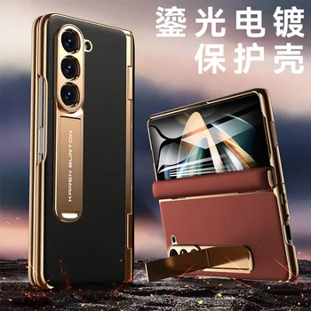 אנטי-מציצים מזג זכוכית סרט עור אמיתי, חומר מקרה הכל כלול מגן Case For Samsung Galaxy Z קיפול 5 במקרה - התמונה 1  