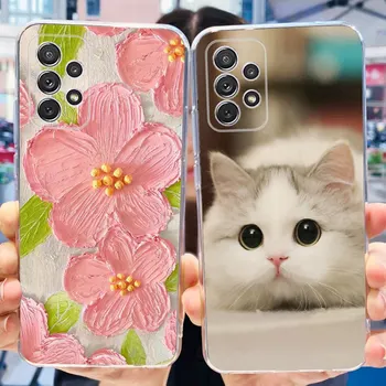 Case For Samsung Galaxy A52s 5G A52 חמוד פרח חתול מצויר טלפון הפגוש עבור Samsung A52 4G 52 52 5G רך סיליקון TPU מכסה - התמונה 1  