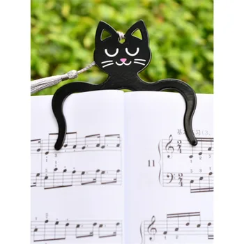 חתול צורה מוסיקה הספר קליפ קל לשימוש מתכת מקסים גיליון מוסיקה מחזיקי עם ציציות חסון עמוד סימון קטעי מוסיקה הספר - התמונה 1  