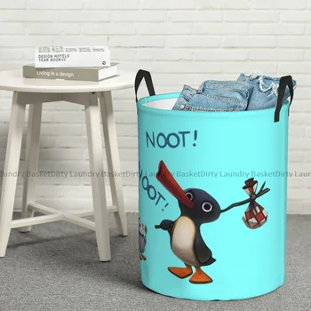 חידוש הכביסה המלוכלכת לסל לא Pingu פינגווין חיה קיפול קיבולת גדולה שקית בגדים לילד צעצוע אחסון דלי הביתה ידיות - התמונה 1  