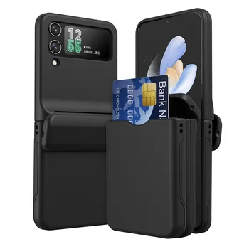 Galaxy Z Flip 4 5 גרם (2022) במקרה את הטלפון עם חריץ כרטיס, Shockproof קפיץ ציר הארנק Case For Samsung Galaxy Z Flip 3 5G - התמונה 1  