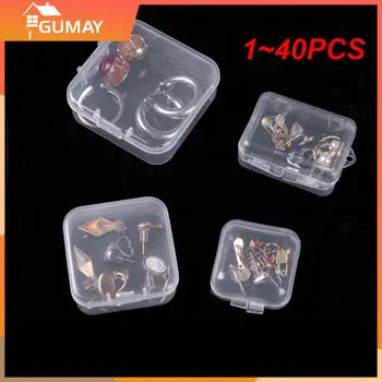1~40PCS קטנים, קופסאות פלסטיק שקופות תכשיטים אחסון מכולות אריזה קופסה עגילים טבעות חרוזים הכרית הגנה תיבת - התמונה 1  