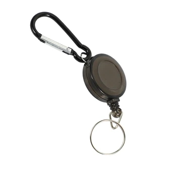 לוט 2 התג בעל Winder מחזיק מפתחות נשלף Carabiner תפס חגורה תעודת הזהות של בעל כרטיס-שחור - התמונה 1  