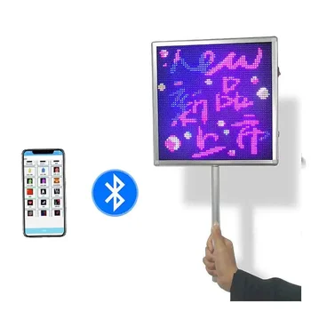 תצוגת LED מסך Bluetooth DIY לתכנות הודעת סימן מסחרי LED החזיק ביד מודעות נטענת צבע פרסום - התמונה 1  