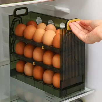 ביצה תיבת אחסון עמיד ונוח ביצה להעיף תיבת אחסון קל לשימוש קיבולת גדולה 3 שכבות ביצים מחזיק המקרר - התמונה 1  