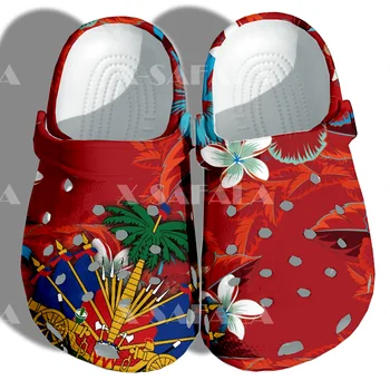 חזקה בהאיטי סמל הדגל הדפסת 3D עבור Mens נשים קלאסי נעלי נעל הבית אווה Ligtweight סנדלים בקיץ חוף חיצוני - התמונה 1  