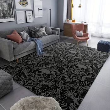 ליל כל הקדושים גולגולת גותי, השטיח בסלון עיצוב שולחן ספה גדולה שטיחים שטח חדר השינה ליד המיטה שטיח הרצפה במסדרון מרפסת שטיח - התמונה 1  