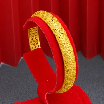 24k זהב צהוב צבע צמיד לנשים זהב 3D קשה צבע זהב צמידים צמידים יום הנישואין בסדר תכשיטים מתנות - התמונה 1  