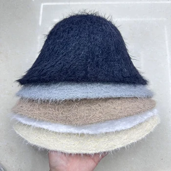 חורף סתיו פקס פרווה דלי כובעים לנשים Skullies כובעים כובעי פדורה Hat חיצונית מקרית Casquette באיכות גבוהה צבע מוצק - התמונה 1  