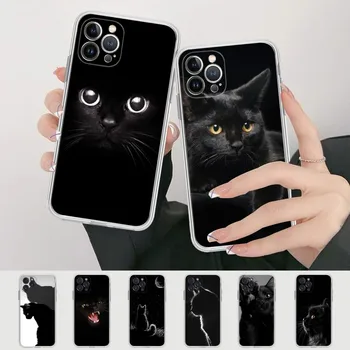 חתול שחור בוהה עין על הטלפון מקרה עבור iPhone XR-X XS מקס 14 13 Pro מקס 11 12 מיני 6 7 8 פלוס SE 2020 הדפסת כיסוי - התמונה 1  