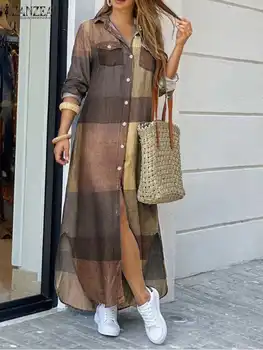 ZANZEA 2023 קיץ נשים הכפתור למעלה חצאית שמלת קיץ אופנת רחוב חצי שרוול רופף מסיבת חולצה שמלה מזדמן Vestidos Overszied החלוק - התמונה 1  