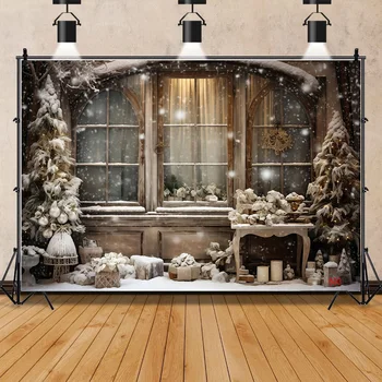 SHUOZHIKE חג המולד יום אח צילום תפאורות השנה החדשה ממתקים ארובות חנות הכדור חלון סטודיו רקע במלה 