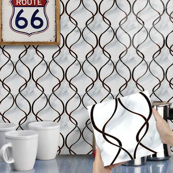 גיאומטריה ויניל לבן 3D אריחי קיר מדבקה עיצוב הבית עמיד למים דביק Backsplash אריח מדבקות עבור מטבח חדר אמבטיה - התמונה 1  