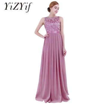 YiZYiF נשים בנות רקום שמלות שיפון שמלה ארוכה ערב נשף שמלת חתונה, נשף, ערב המפלגה שמלת נשים בגדים - התמונה 1  