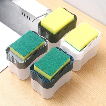 נייד ניקוי מכונת להגדיר עבור המטבח סבון כלים קופסת ספוג בעל יד לחץ נוזל מחלק כלים - התמונה 1  