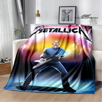 להקת רוק מ-Metallicas רטרו מודפס שמיכות פלנל, שמיכה חמה רך ונעים, שמיכת נסיעות שמיכות במיטה רפידות מתנת יום הולדת. - התמונה 1  