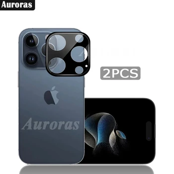 זוהר 2PCS מצלמה סרט עבור iPhone 15 Pro מקס טלפון כיסוי העדשה טבעת מתכת זכוכית סרט עבור iPhone 15 פלוס מצלמה מגן - התמונה 1  