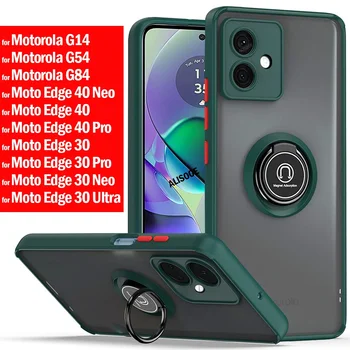 Funda עבור Motorola G14 G54 G84 במקרה טבעת לעמוד קאפה עבור מוטו קצה 40 ניאו 30 Pro G53 G23 G13 E22 E22i G72 G52 G42 G32 G22 כיסוי - התמונה 1  