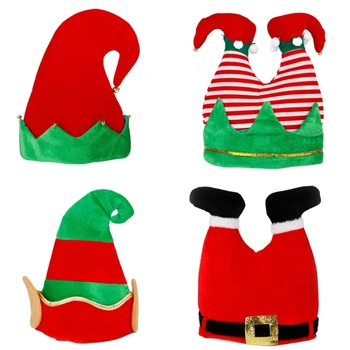 652F סנטה אדום מכנסיים כובע החורף ראש שדון מכנסיים כובע חג המולד קישוטים - התמונה 1  