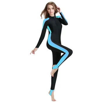 גוף מלא דק לצלול צלילה ספורט עורות פריחה שומר על גברים, נשים, הגנת UV שרוול ארוך בגדי ים חתיכה אחת לשנירקול - התמונה 1  