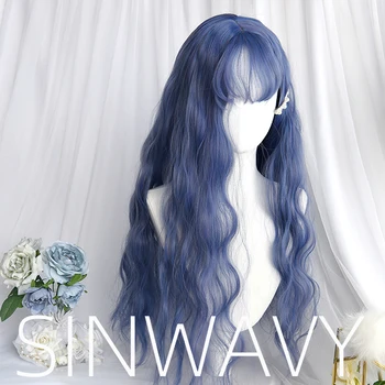 מעורבב סגול כחול לוליטה הפאה Harajuku פיות Cosplay פוני מתולתל 65cm זמן מתוק פרינג ' למבוגרים בנות שיער סינטטי - התמונה 1  