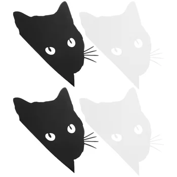 4Pcs להציץ חתול מדבקות על רכב החיצוני אביזרי קישוט (שחור לבן) - התמונה 1  