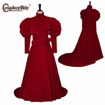 Cosplaydiy ויקטוריאני קטיפה אדומה שמלה הרנסנס בציר נשף תחפושות שמלה היסטוריים מימי הביניים נובל המלכה Cosplay השמלה - התמונה 1  