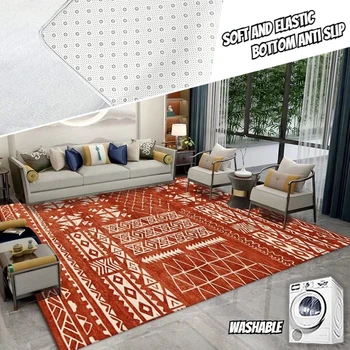 האמריקאי רטרו שטיחים בסלון רחיץ בוהמי השטיח בחדר השינה ליד המיטה שטח גדול שטיחים ביתיים טרקלין מחצלות החלקה - התמונה 1  
