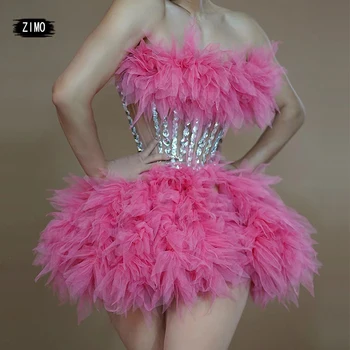 2 צבעים סקסי פרע שמלת מיני נצנצים פייטים שמלת מסיבת נשים שמלות ערב תלבושת פסטיבל דראג קווין תחפושת - התמונה 1  