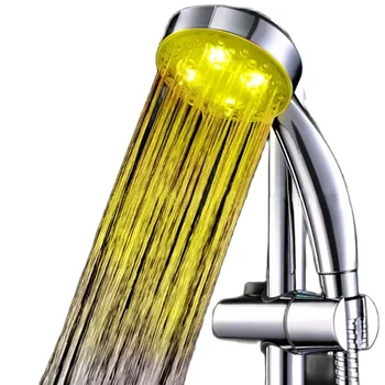 4LED ראש מקלחת רומנטי 7 צבעים מתחלפים, ראש מקלחת מסנן אור זוהר-אפ אניון ספא שירותים הטוש הבית. - התמונה 1  